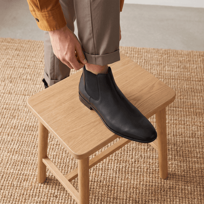 Plain Leather Chelsea Boots with Twin Gussets for Men