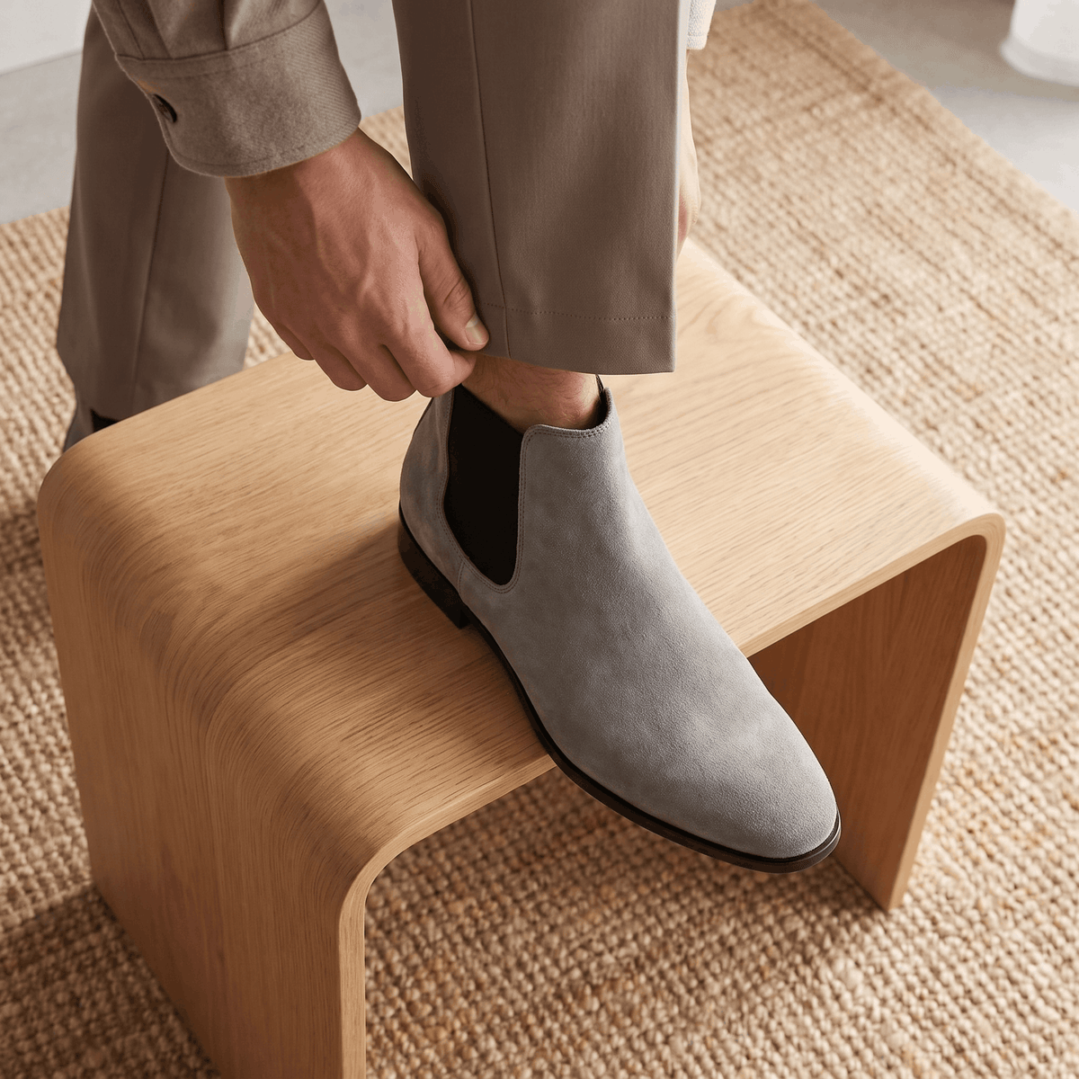 Plain Leather Chelsea Boots with Twin Gussets for Men