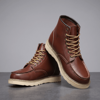 Retro Ankle Boots with Stacked Heel for Men