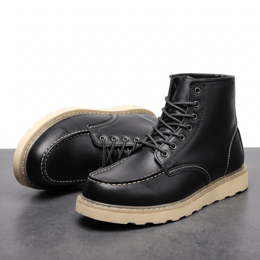 Retro Ankle Boots with Stacked Heel for Men