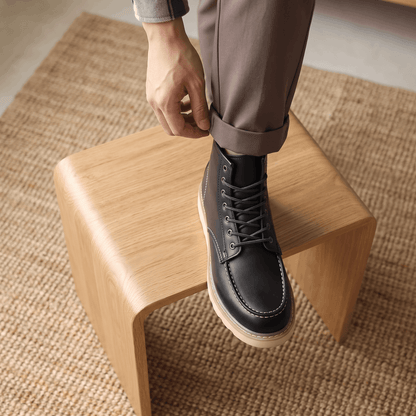 Retro Ankle Boots with Stacked Heel for Men