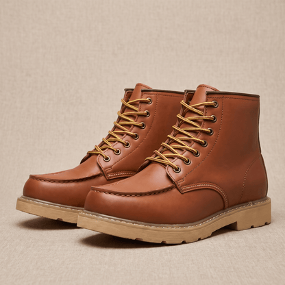 Retro Ankle Boots with Stacked Heel for Men
