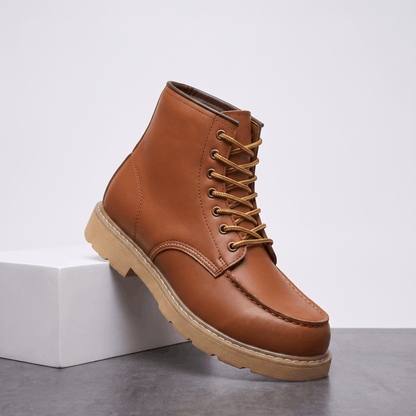 Retro Ankle Boots with Stacked Heel for Men - khaki