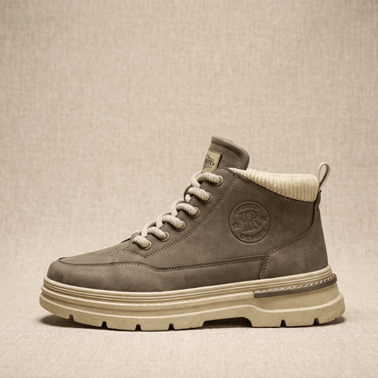 Lined Suede Winter Boots with Lugged Sole for Men