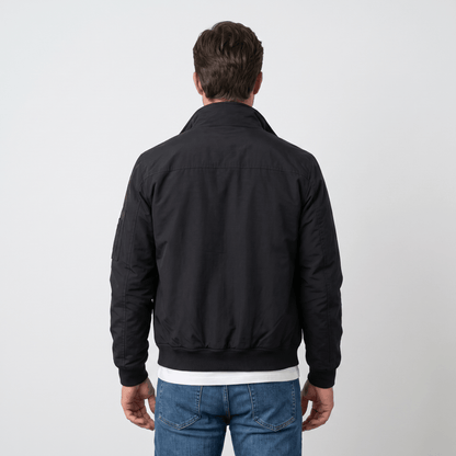 Men's stand collar bomber jacket with flap pockets