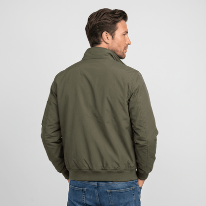 Men's stand collar bomber jacket with flap pockets