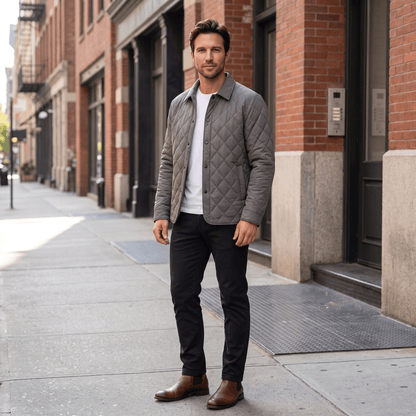 Men's diamond quilted hip length jacket