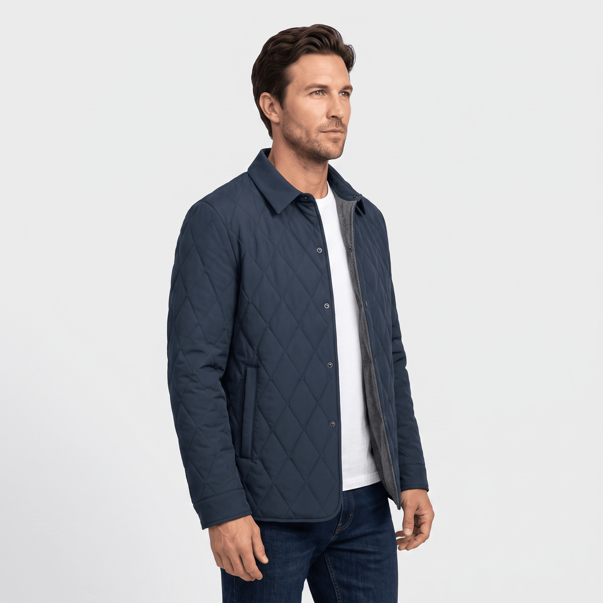 Men's diamond quilted hip length jacket