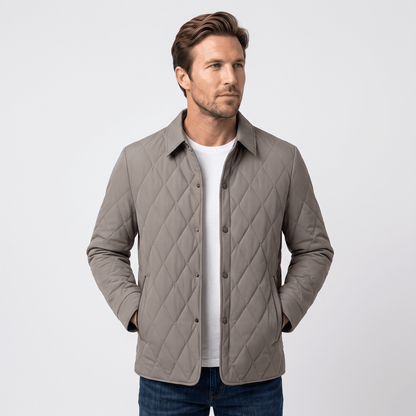 Men's diamond quilted hip length jacket - beige