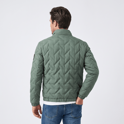 Men's chevron quilted bomber jacket with stand collar