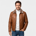 Hudson | Leather Look Jacket with Shearling Collar