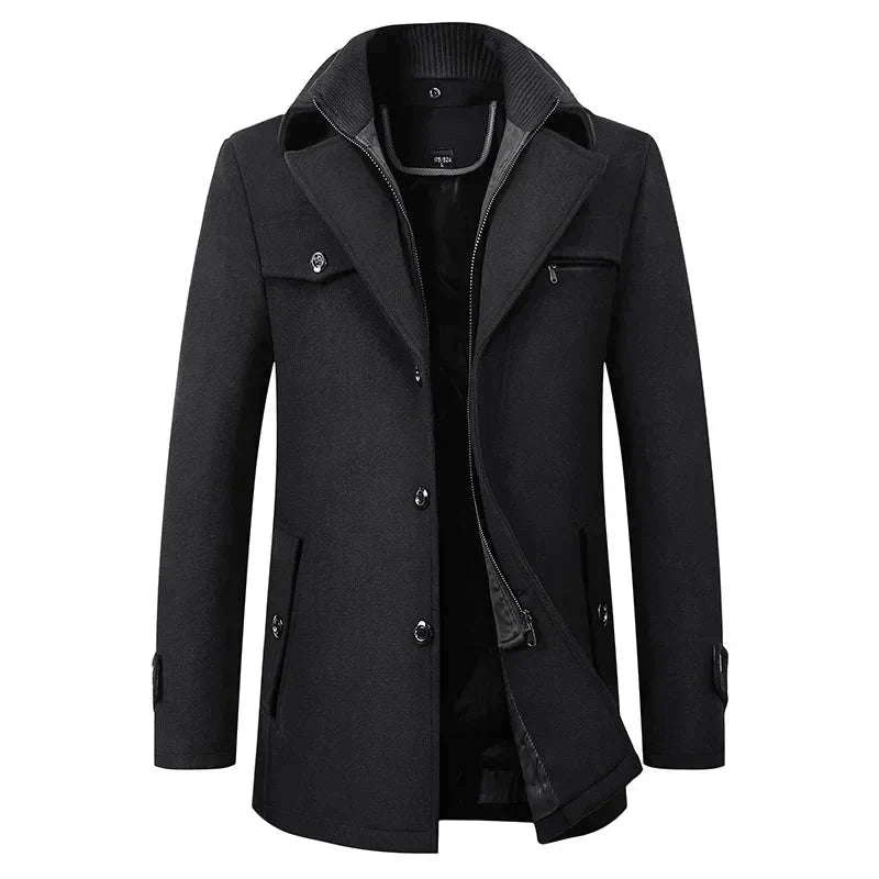 Hugh - Trench Coat with Zip and Button Closure