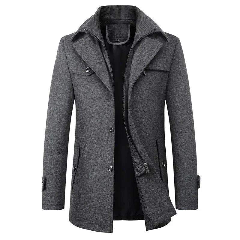 Hugh - Trench Coat with Zip and Button Closure