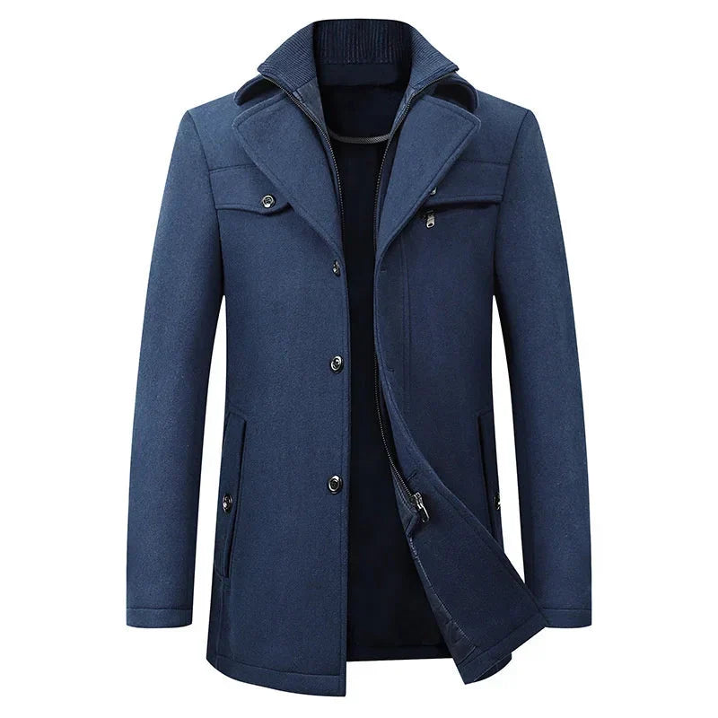 Hugh - Trench Coat with Zip and Button Closure
