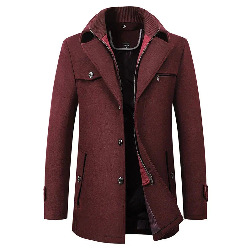 Hugh - Trench Coat with Zip and Button Closure