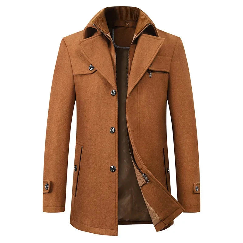 Hugh - Trench Coat with Zip and Button Closure