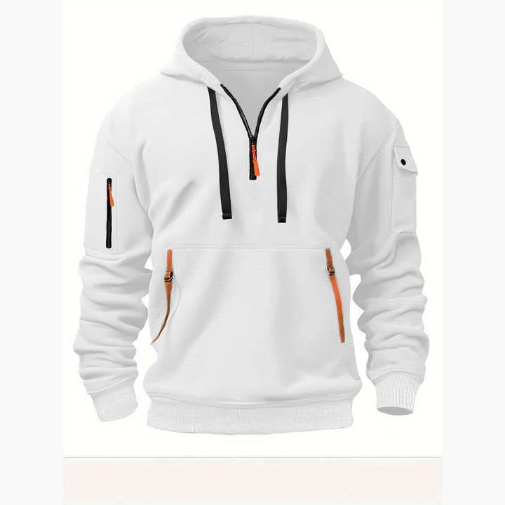 Half-zip hoodie for men - white