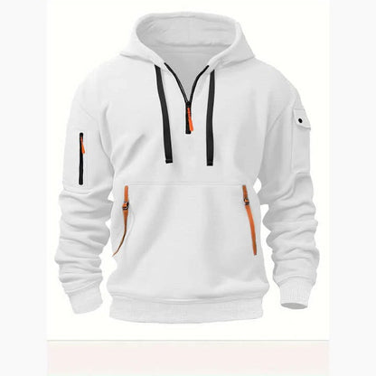 Half-zip hoodie for men - white