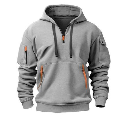 Half-zip hoodie for men - light grey