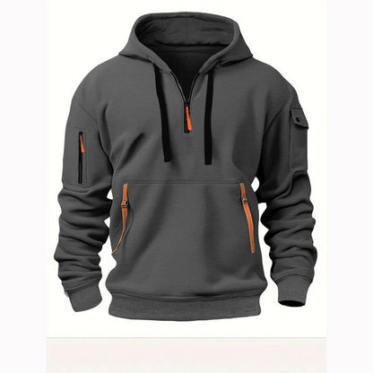 Half-zip hoodie for men - dark grey