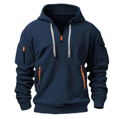 Half-zip hoodie for men - blue