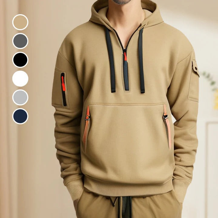 Half-zip hoodie for men
