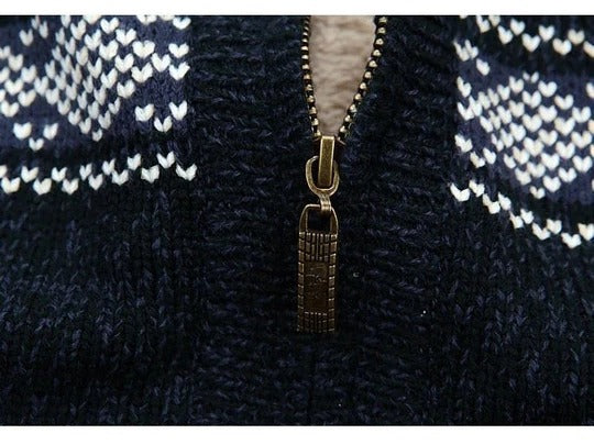 Men's nordic pattern full zip knit cardigan