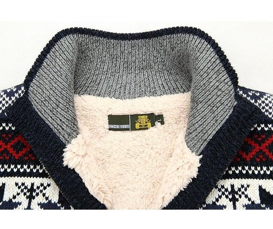 Men's nordic pattern full zip knit cardigan