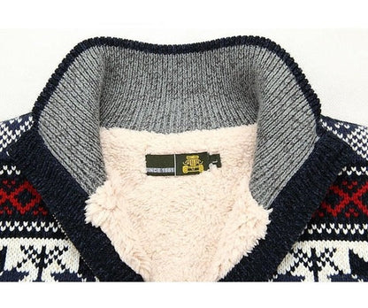 Men's nordic pattern full zip knit cardigan