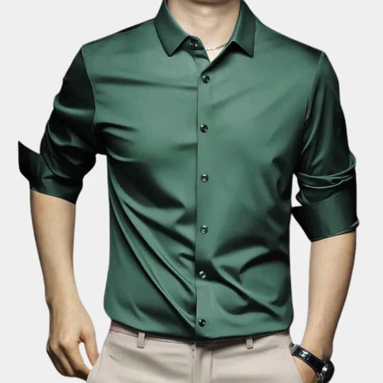 Men's wrinkle resistant long sleeve shirt - green