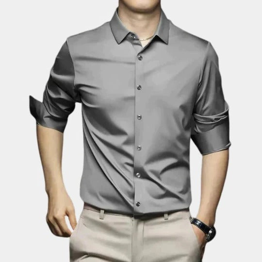 Men's wrinkle resistant long sleeve shirt - gray