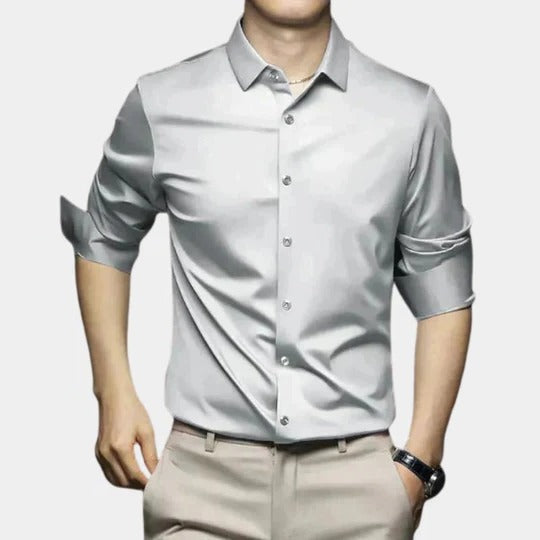 Men's wrinkle resistant long sleeve shirt - silver