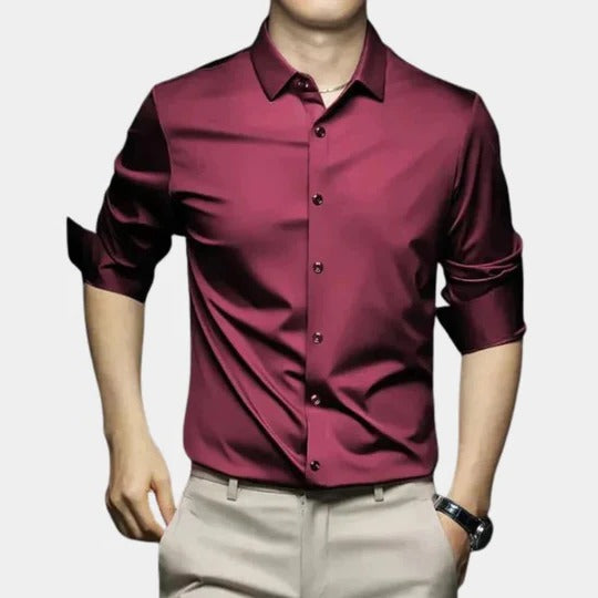 Men's wrinkle resistant long sleeve shirt - red