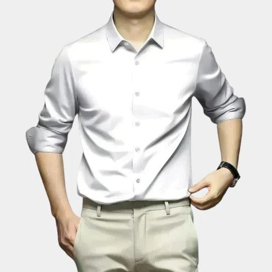 Men's wrinkle resistant long sleeve shirt - white