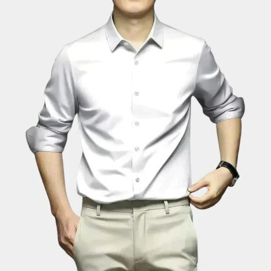 Men's wrinkle resistant long sleeve shirt - white