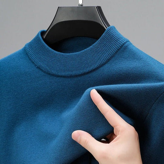Men's cashmere blend crew neck sweater - blue