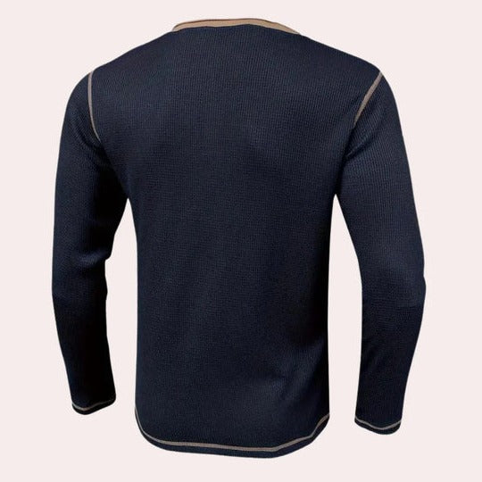 Men's long sleeve henley t-shirt with button placket