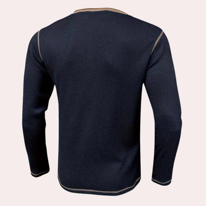 Men's long sleeve henley t-shirt with button placket