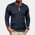 Caspian | Long Sleeve Henley T Shirt with Button Placket