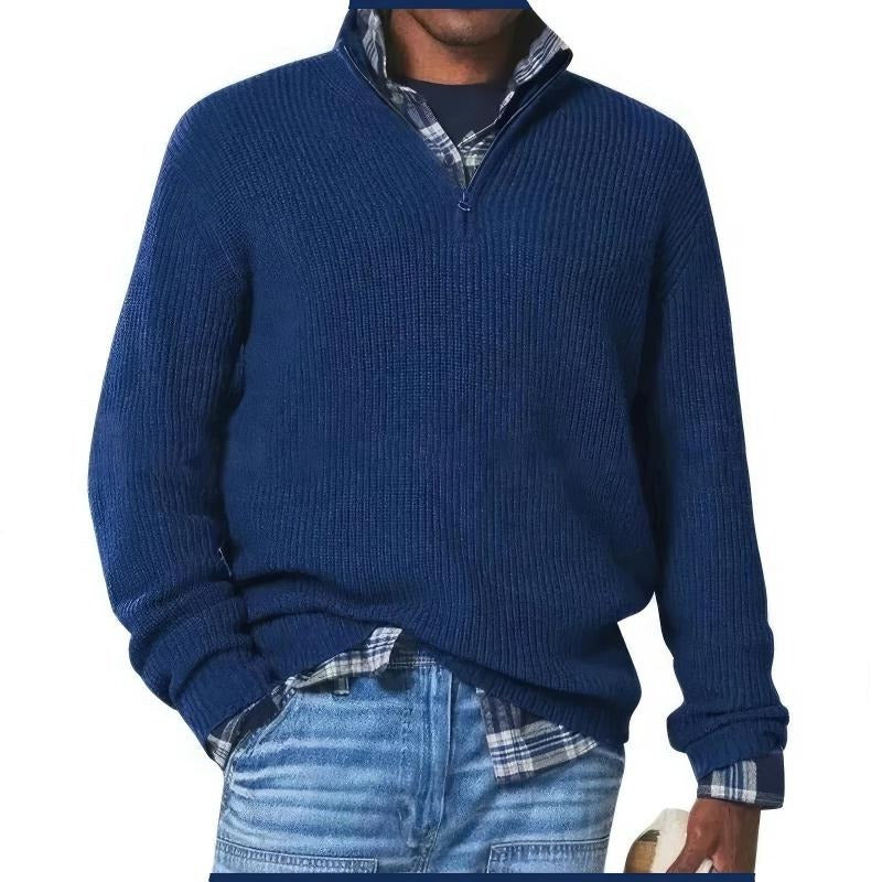 Everyday Crew Neck Knit Sweater for Men - dark blue