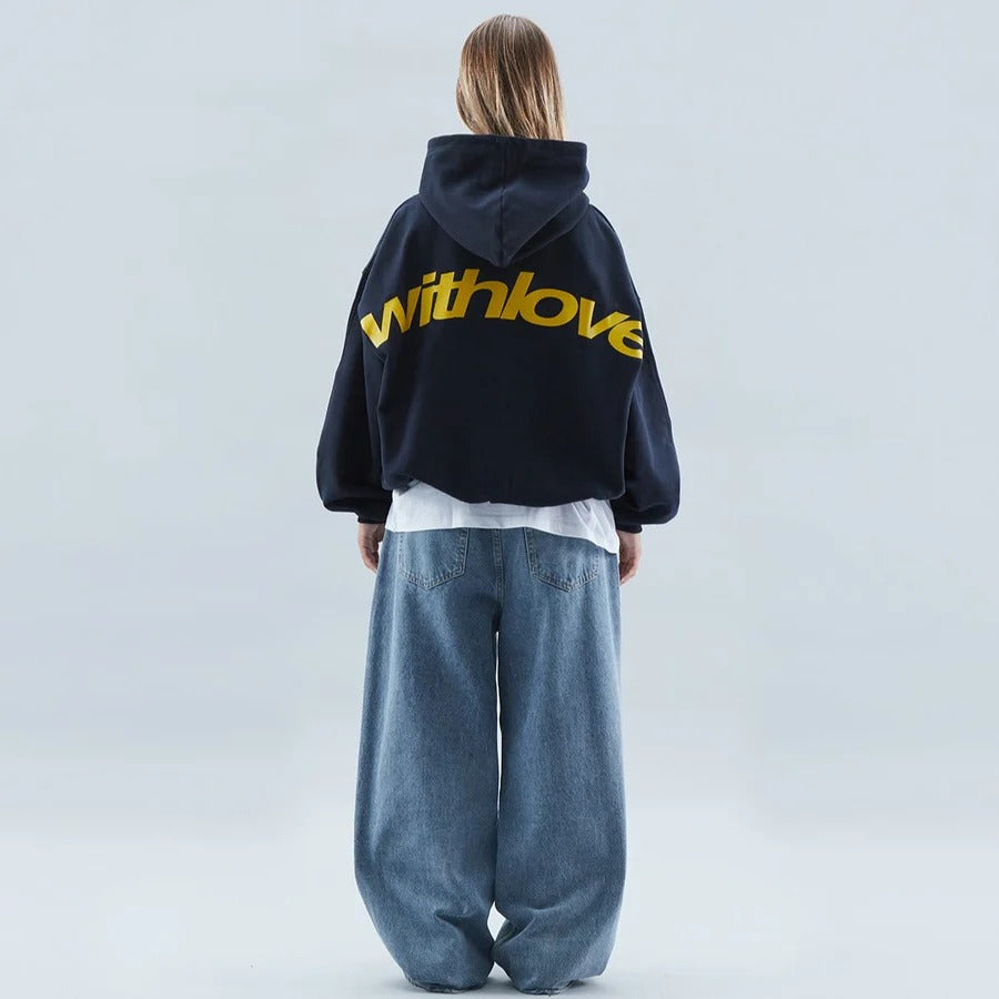 Oversized pullover hoodie for men - navy