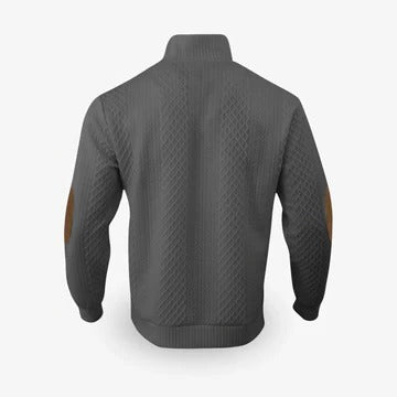 Men's textured knit half zip sweater with stand collar