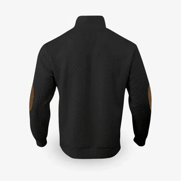 Men's textured knit half zip sweater with stand collar