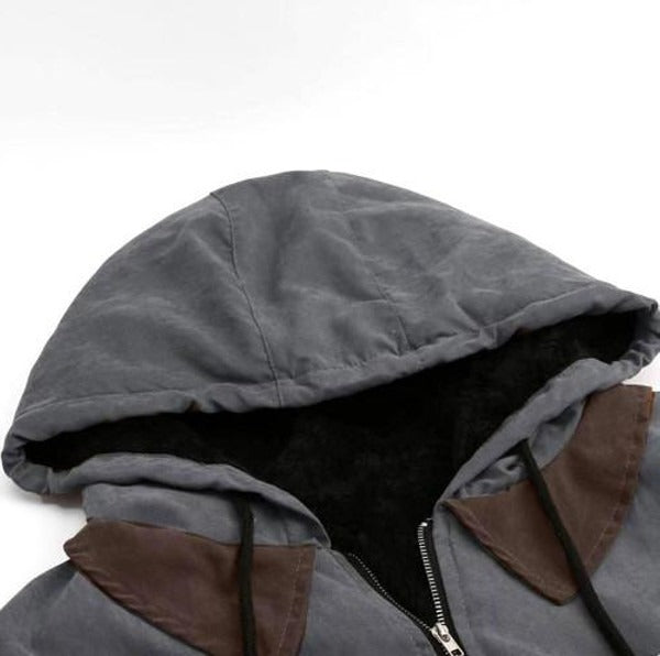 Men's winter hooded jacket with detachable hood