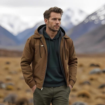 Men's winter hooded jacket with detachable hood