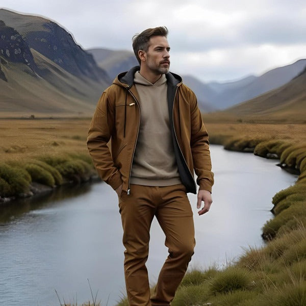 Men's winter hooded jacket with detachable hood