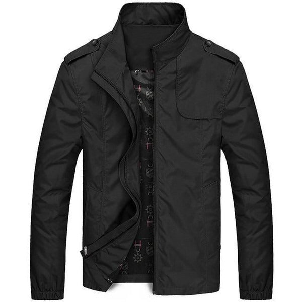 Men's mid season field jacket with stand collar - gray