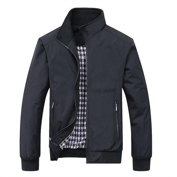 Men's mid season field jacket with stand collar - dark blue