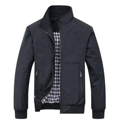 Men's mid season field jacket with stand collar - dark blue