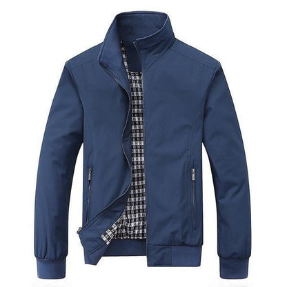 Men's mid season field jacket with stand collar - blue